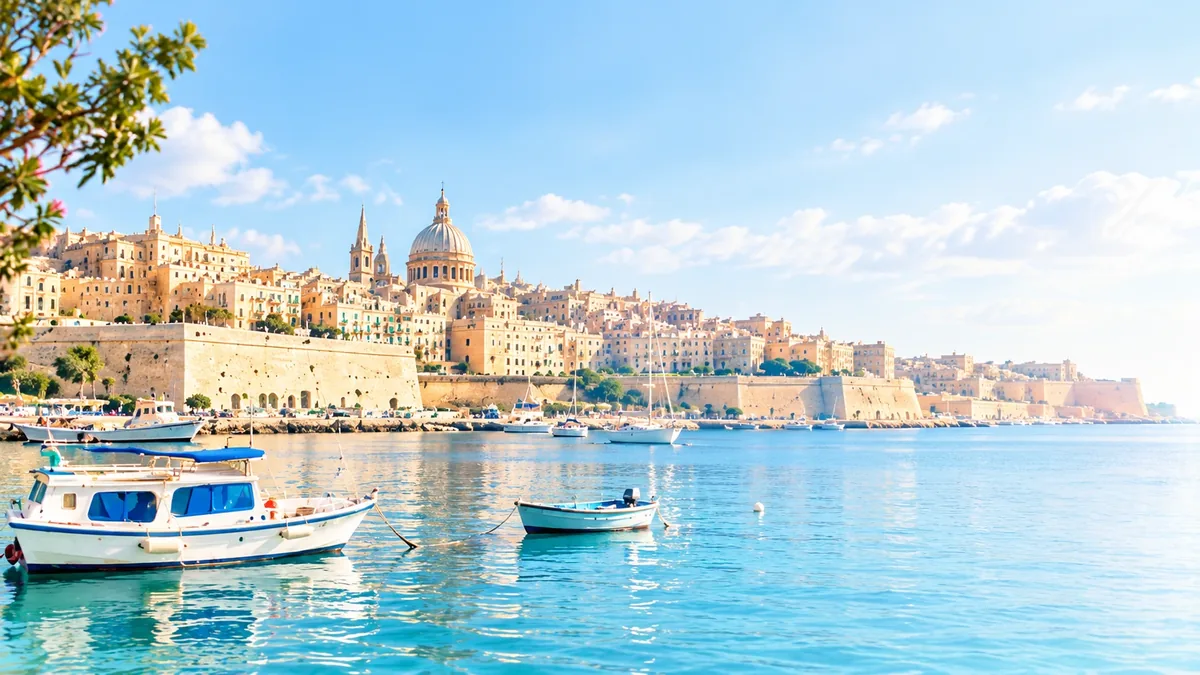 Boats in the harbour below Valletta